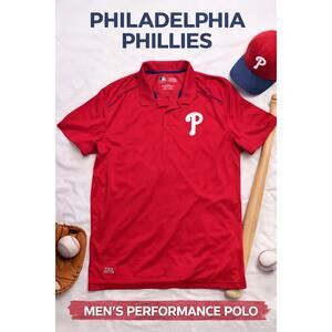 Philadelphia Phillies Polo Shirt XL Red MLB TX3 Cool Performance Athletic Golf